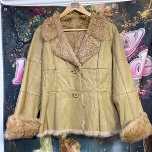 Rabbit fur leather jacket